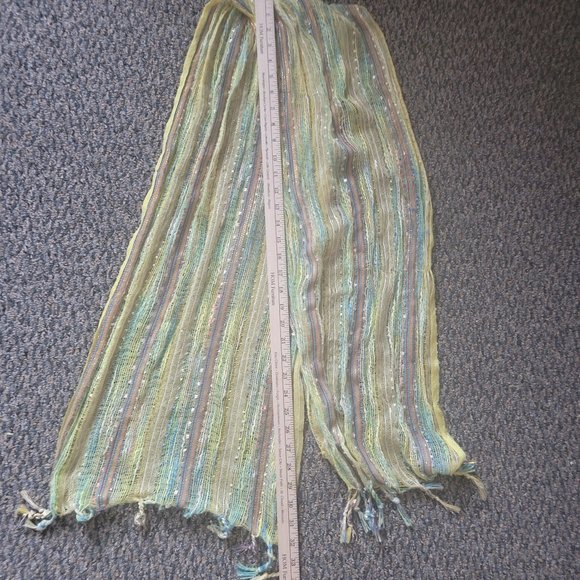 Lightweight Chartreuse Yellow Metallic Scarf - Picture 3 of 10